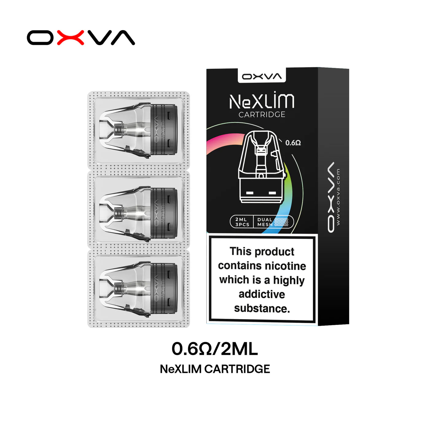 Oxva Nexlim Cartridge 4ML Replacement Pod with 0.6 ohm coil designed for balanced flavor and moderate vapor production.