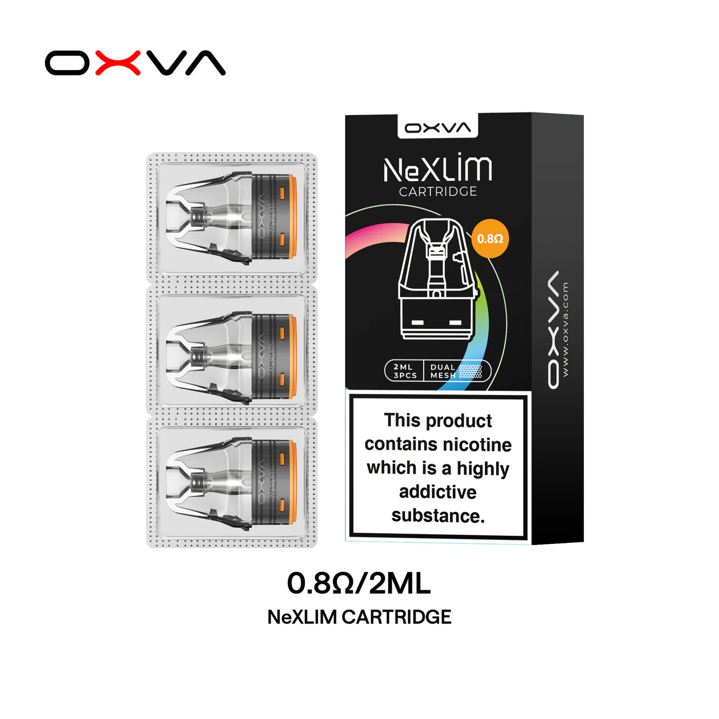 Oxva Nexlim Cartridge 4ML Replacement Pod with 0.8 ohm coil – optimized for smooth MTL vaping and consistent flavor delivery.