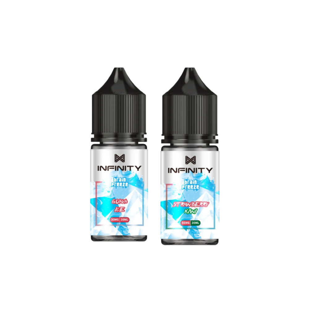 Infinity Brain Freeze Nic Salt 30ml 55mg delivers an intense menthol burst with fruity undertones high-strength nicotine for a bold and refreshing MTL vape.