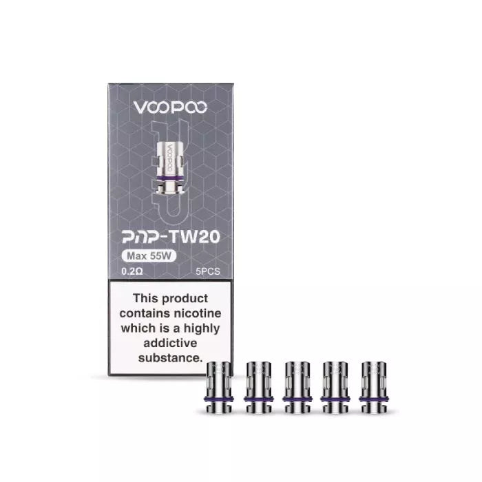 Voopoo PnP-TW20 0.2ohm Replacement Coil featuring advanced mesh design for rich flavour, consistent vapour production, and smooth performance suitable for Voopoo PnP pods and tanks.