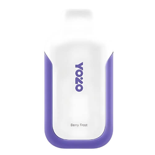 Yozo 7500 Disposable Device in Berry Frost flavour 50mg with sleek body, rechargeable battery, and mesh coil fruity vape with mixed berry taste and icy cool finish.