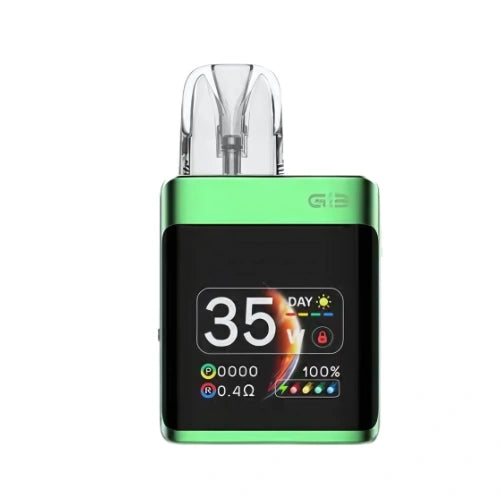 Uwell Caliburn G3 Pro Koko Pod Kit in Emerald Green finish with compact square design, transparent pod, and OLED display premium pod system for smooth vaping.