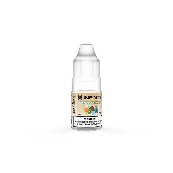 Infinity Classic Nic Salt Guava Kiwi Blueberry Ice 5ml 55mg delivers a fruity mix of guava, kiwi, and blueberry with an icy finish bold flavour and smooth MTL hit.