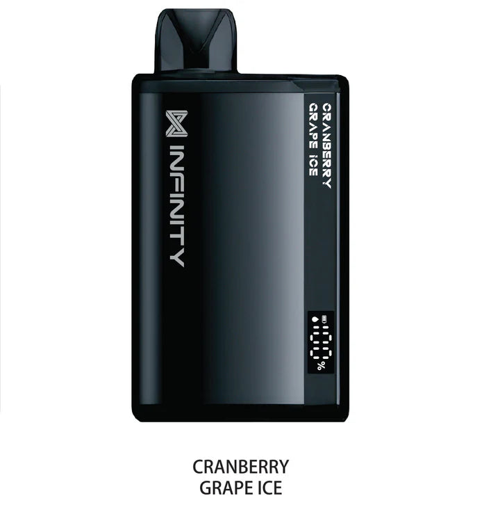 Infinity Ultra 8000 Puffs Disposable Vape in Peach Mango Ice flavour with sleek compact design, rechargeable battery, and mesh coil tropical fruity vape with icy finish.