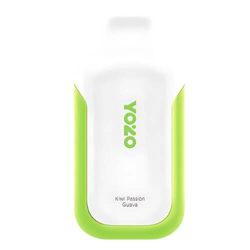 Yozo 7500 Disposable Device in Kiwi Passion Guava flavour 50mg with sleek body, rechargeable battery, and mesh coil tropical vape with kiwi, passion fruit, and guava blend.