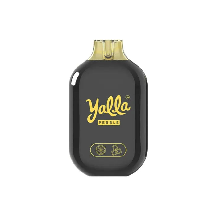 Yalla Pebble 7000 Puffs Disposable Vape in Coke Ice flavour with pebble-shaped body, rechargeable battery, and mesh coil  long-lasting vape with fizzy cola and icy cool taste.