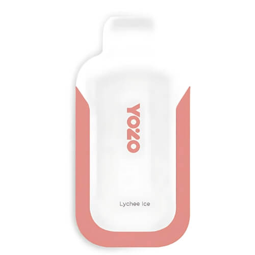Yozo 7500 Disposable Device in Lychee Ice flavour 50mg with sleek body, rechargeable battery, and mesh coil fruity vape with juicy lychee taste and icy cool finish.