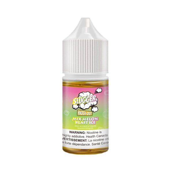 Slugger Nic Salt Mix Melon Blast Ice 30ml 50mg blends honeydew, cantaloupe, and watermelon with a chilling icy touch refreshing and smooth MTL vape.