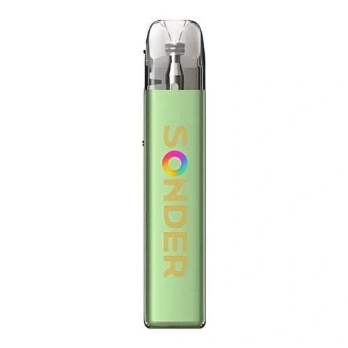 Geekvape Sonder Q2 Pod Kit in Olive Green finish with compact body, transparent pod, and ergonomic mouthpiece stylish pod system for smooth vaping experience.