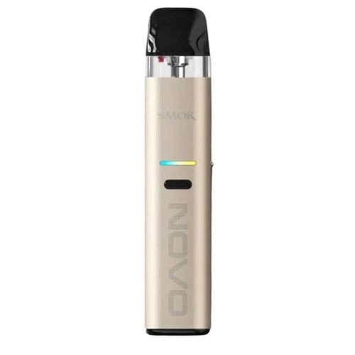 Smok Novo Eco Pod Kit in elegant pale gold finish with transparent pod and slim body premium pod system for smooth, hassle-free vaping.
