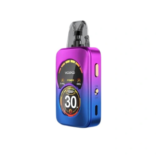 Voopoo Argus A Pod Kit in Phantom Purple finish with sleek ergonomic body, transparent pod, and compact design stylish pod system for smooth vaping experience.