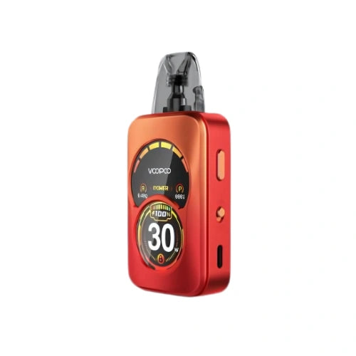 Voopoo Argus A Pod Kit in Phantom Red finish with sleek ergonomic body, transparent pod, and compact design premium pod system for smooth vaping experience.