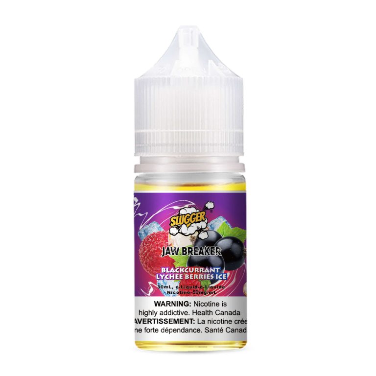 Slugger Nic Salt Blackcurrant Lychee Berries Ice 30ml 50mg delivers a fruity fusion of berries, exotic lychee, and icy blackcurrant  perfect for a cool, flavourful MTL vape.