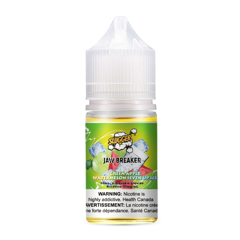 Slugger Nic Salt Green Apple Watermelon Seven Up Ice 30ml 50mg offers a fizzy citrus twist with crisp apple, juicy watermelon, and icy coolness  bold and refreshing MTL vape.