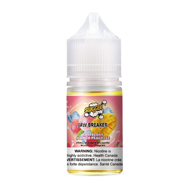 Slugger Nic Salt Raspberry Mango Peach Ice 30ml 50mg offers a juicy blend of berries, tropical mango, and ripe peach with an icy exhale smooth, fruity MTL vaping experience.