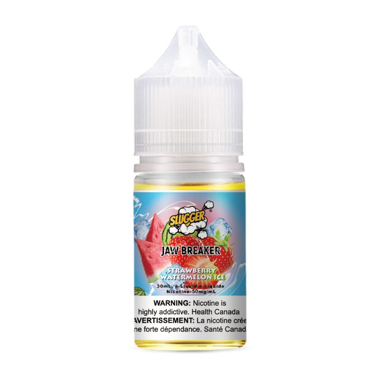 Slugger Nic Salt Strawberry Watermelon Ice 30ml 50mg blends sweet strawberry and juicy watermelon with a cool menthol finish ideal for a smooth, fruity MTL vape.