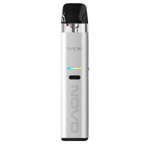 Smok Novo Eco Pod Kit in stylish silver finish with transparent pod and sleek design portable pod system for smooth and consistent vaping.