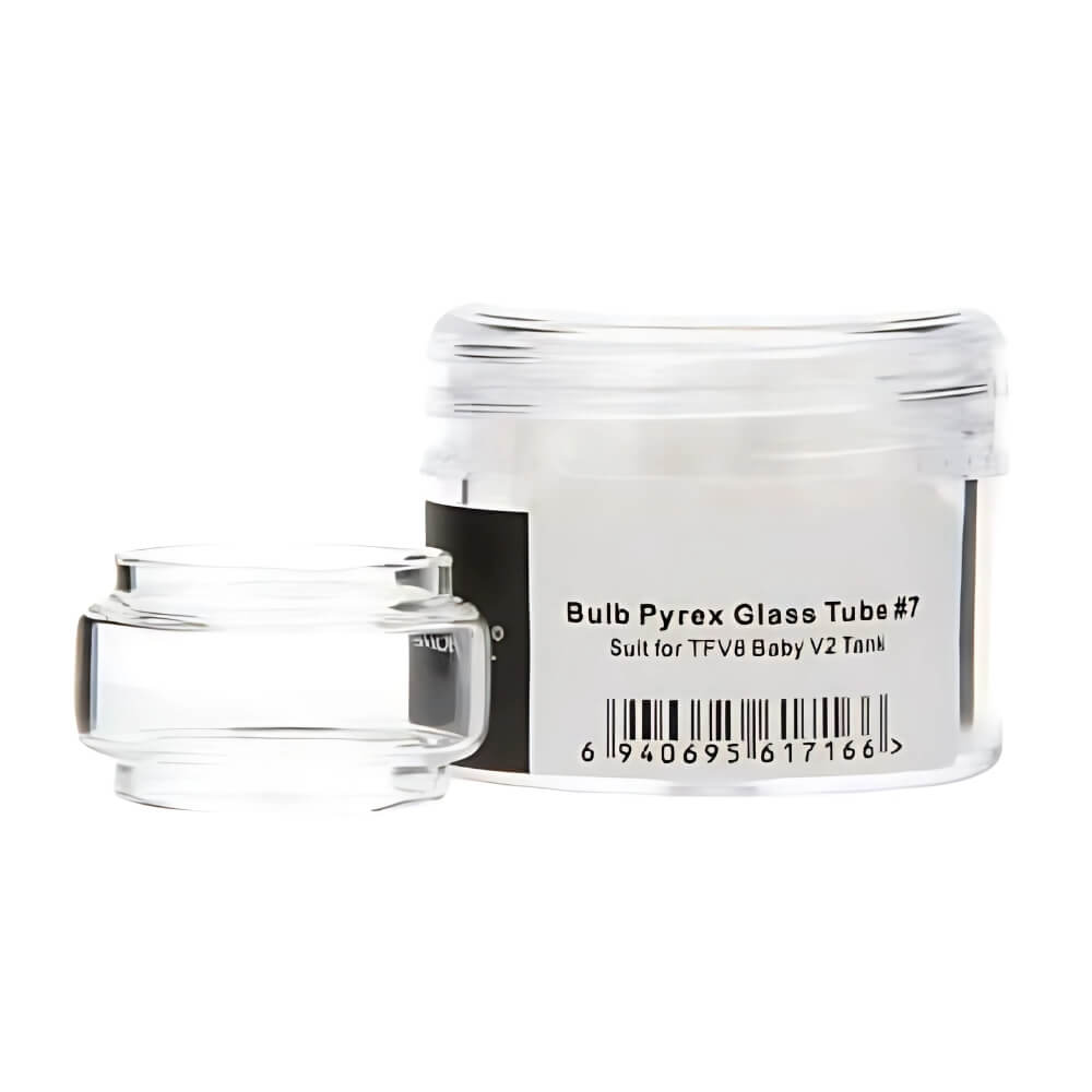 Smok Bulb Pyrex Glass Tube #7 with heat-resistant, durable design replacement glass for SMOK tanks, restores e-liquid capacity for smooth, uninterrupted vaping.