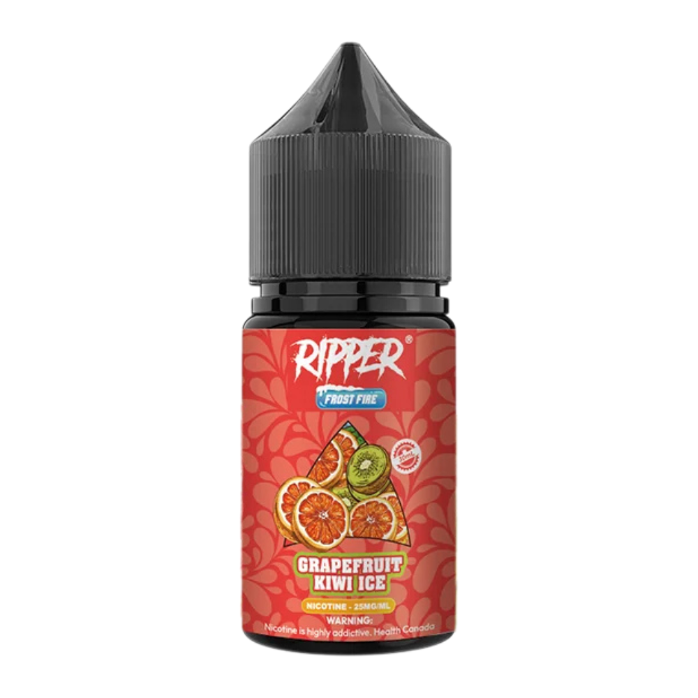 Ripper Grapefruit Kiwi Ice Nic Salt 30ml 55MG bottle shown with vibrant packaging, combining tangy grapefruit and juicy kiwi with a frosty cool exhale.
