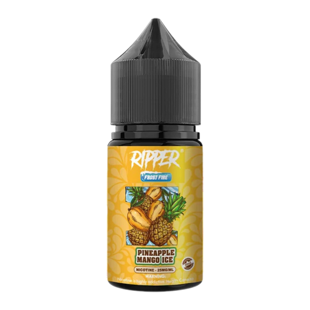Ripper Pineapple Mango Ice Nic Salt 30ml 55MG bottle with tropical vibes, combining juicy pineapple and ripe mango flavours with a smooth, icy finish for a refreshing vape.
