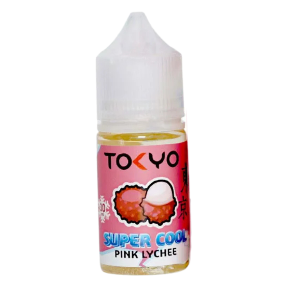 Tokyo Nic Salt Super Cool Pink Lychee 30ml 50mg blends exotic pink lychee with an intense icy chill perfect for a fruity and refreshing MTL vape experience.