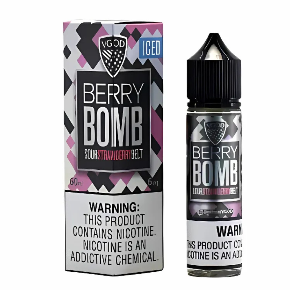 VGOD Berry Bomb Nic Salt 30ml 25MG bottle with eye-catching design, bursting with juicy mixed berry flavours for a sweet and tangy vaping experience.