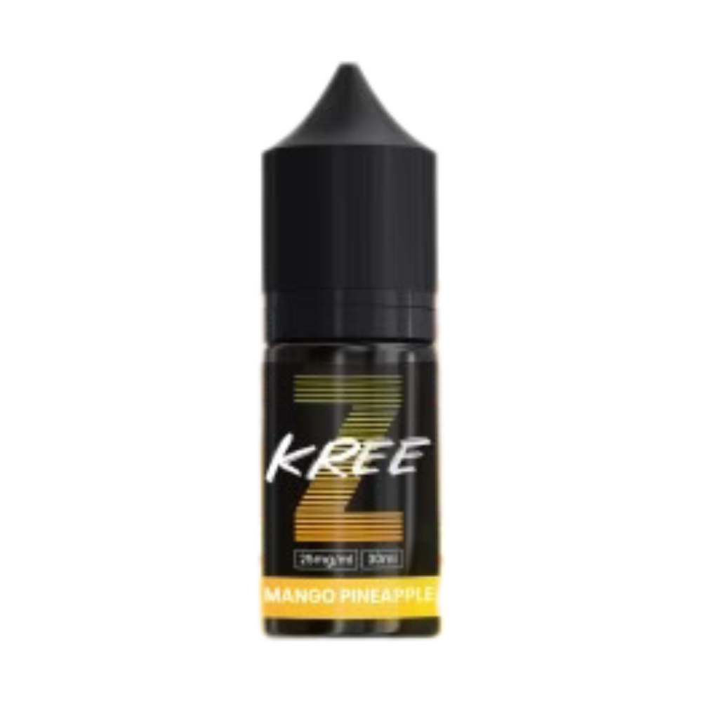 Kree Z-Series Mango Pineapple Nic Salt 30ml 25MG bottle with tropical themed design, delivering a juicy blend of ripe mango and sweet pineapple for a smooth, exotic vape.
