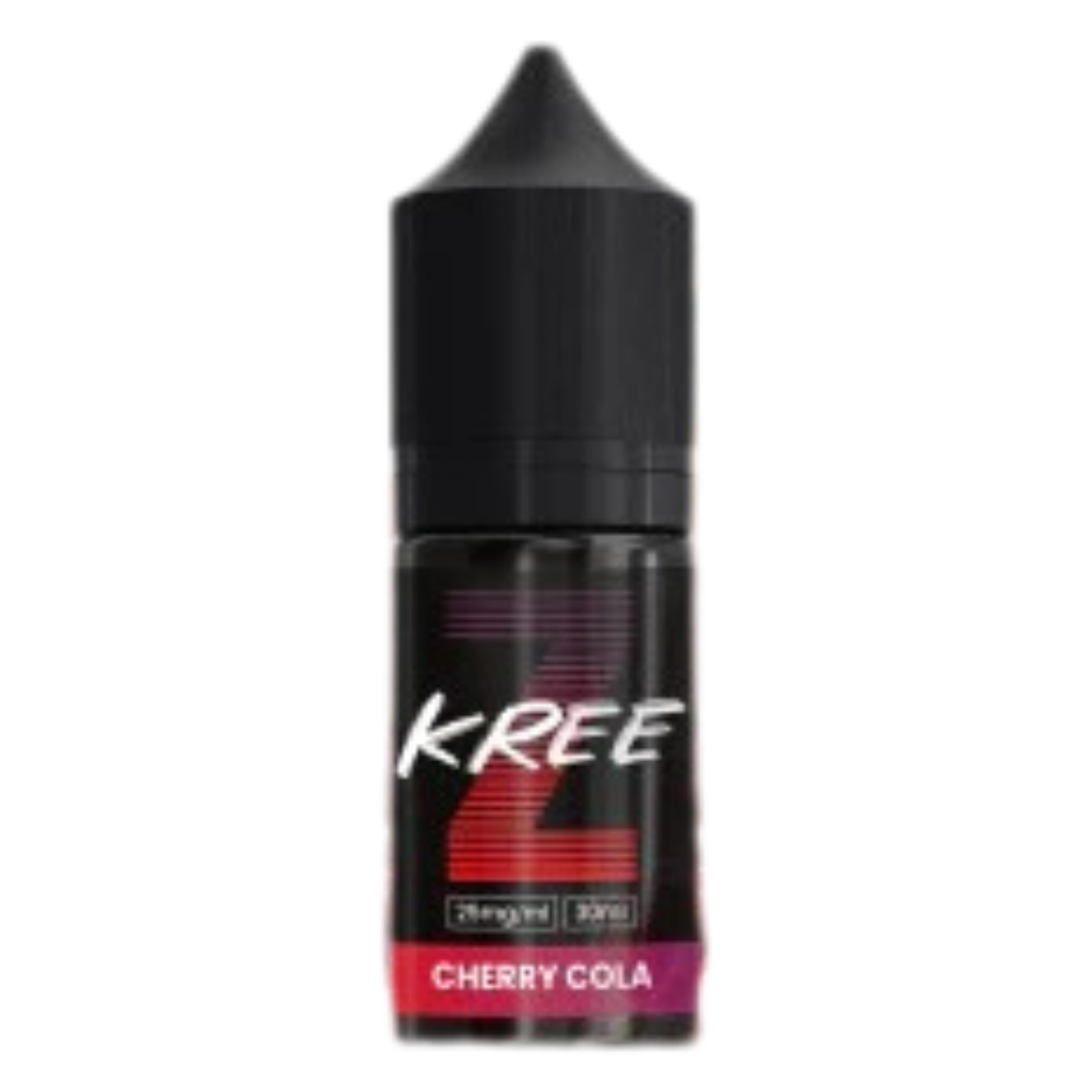 Kree Z-Series Cherry Cola Nic Salt 30ml 25MG bottle with vibrant packaging, blending classic cola fizz and sweet cherry for a nostalgic, refreshing vape experience.