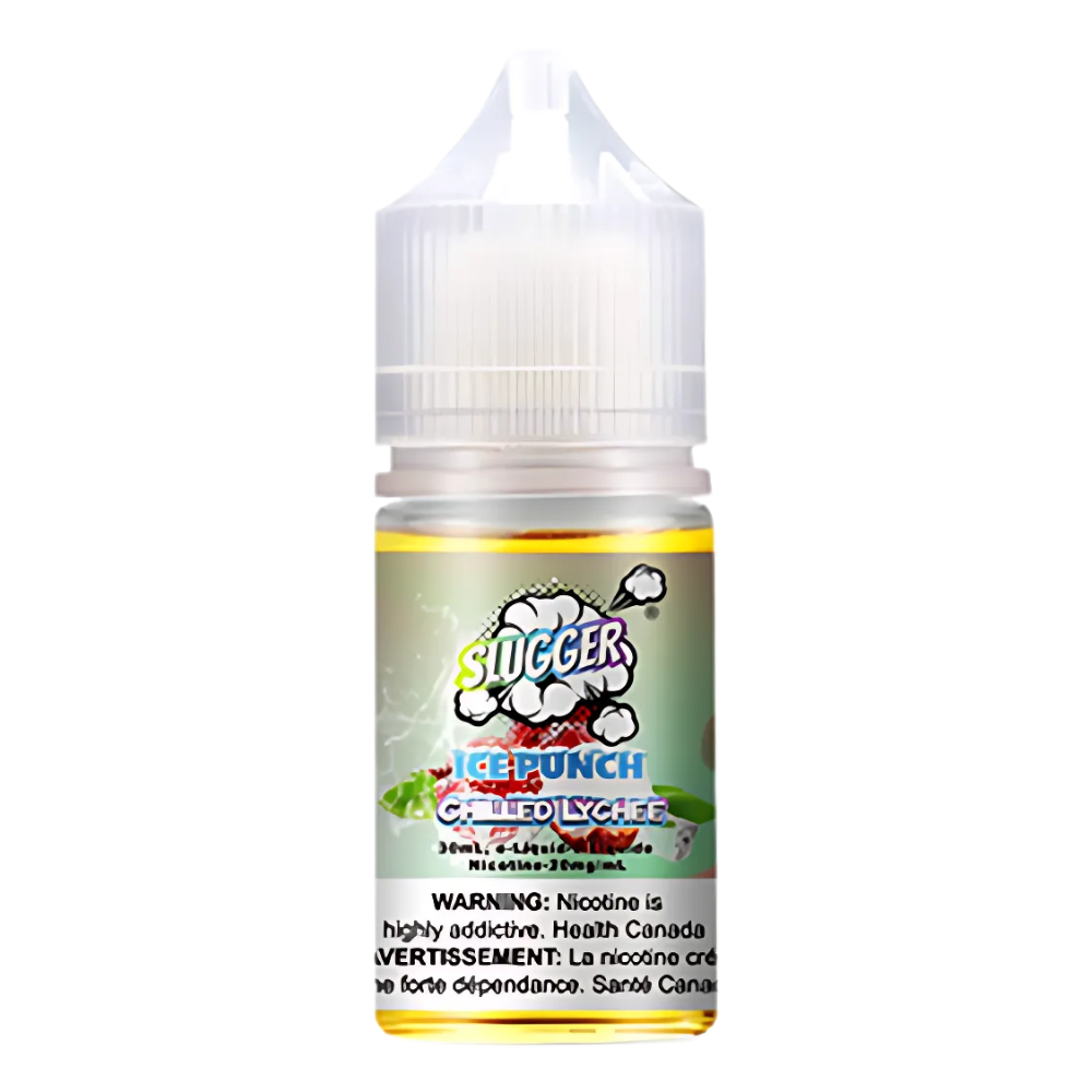 Slugger Nic Salt Chilled Lychee 30ml 50mg delivers exotic lychee flavour with a crisp icy finish perfect for a smooth, tropical MTL vaping experience.