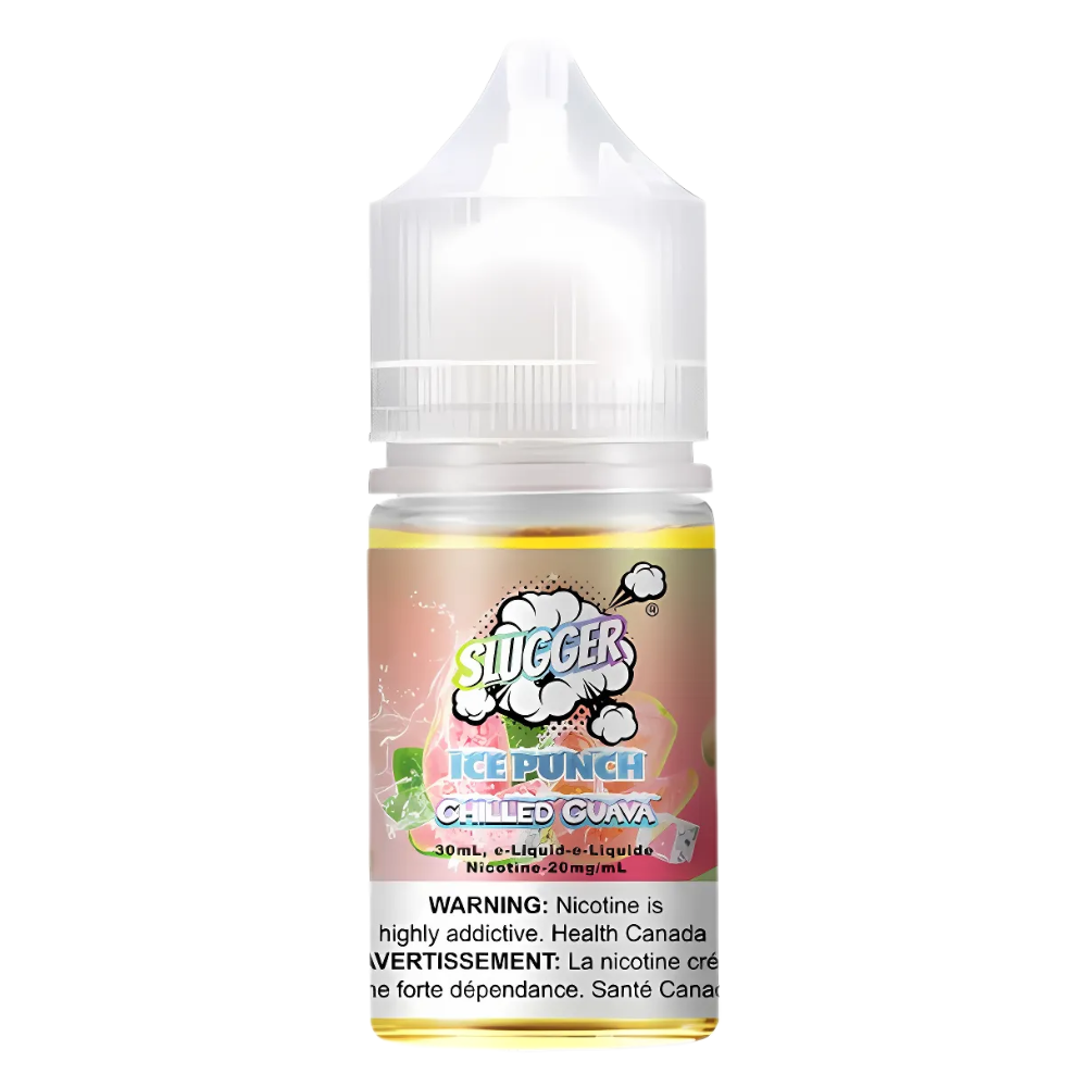 Slugger Nic Salt Chilled Guava 30ml 50mg offers a sweet tropical guava flavour with a refreshing icy finish perfect for smooth and flavourful MTL vaping.