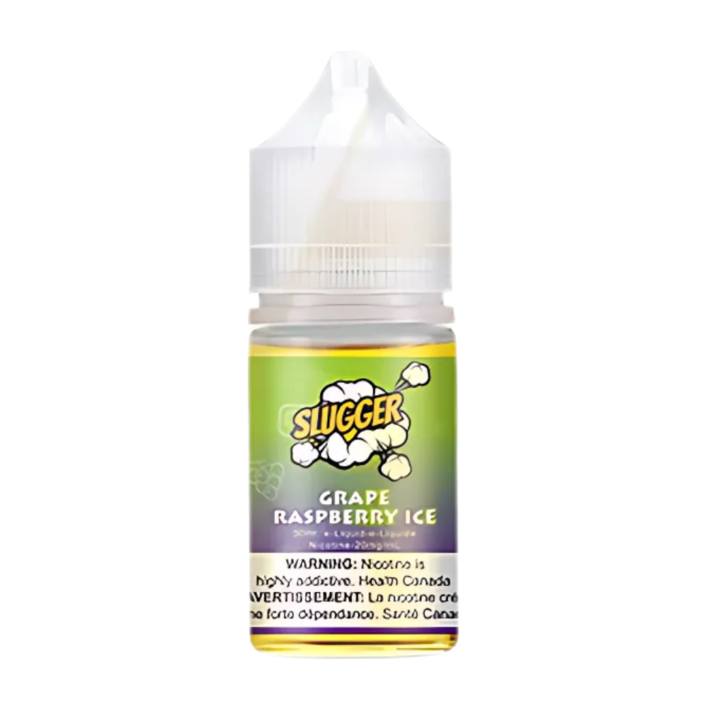 Slugger Nic Salt Grape Raspberry Ice 30ml 50mg combines sweet grape and tart raspberry with a cool icy twist ideal for a fruity and refreshing MTL vape experience.
