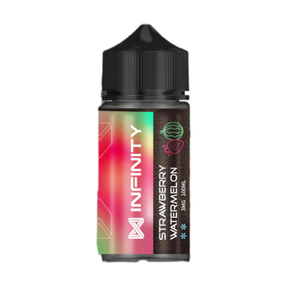 Infinity E-Liquids Strawberry Watermelon 100ml 6mg combines sweet strawberries and juicy watermelon for a refreshing, fruity vape ideal for flavourful sub-ohm vaping.