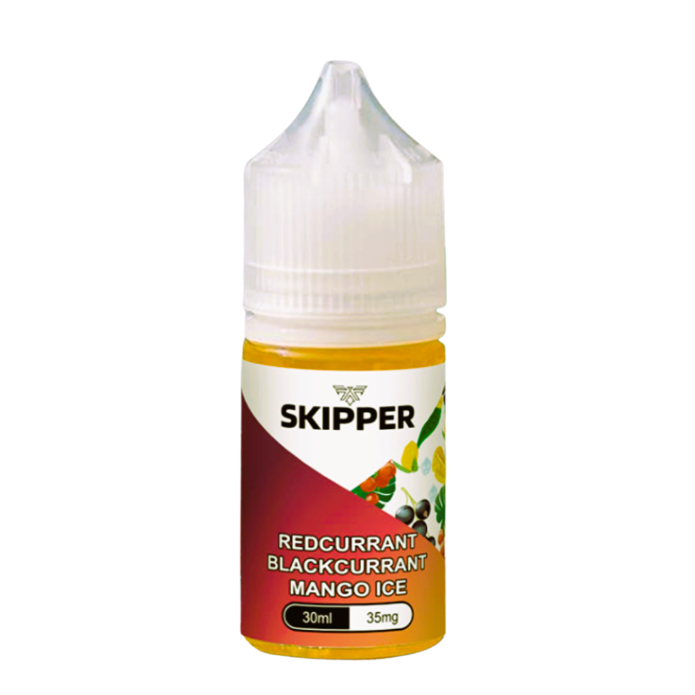 Skipper Nic Salt Red Currant Blackcurrant Mango Ice 30ml 50mg delivers a bold mix of berries and tropical mango with a cool icy exhale perfect for flavourful MTL vaping.