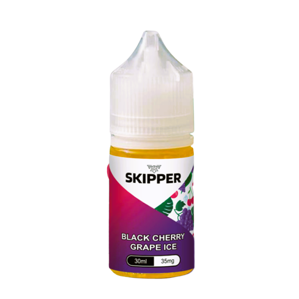 Skipper Nic Salt Black Cherry Grape Ice 30ml 50mg delivers a rich blend of dark cherry and sweet grape with a cool icy twist smooth and bold MTL vaping experience.