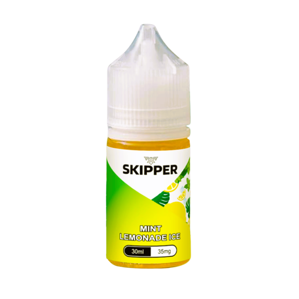 Skipper Nic Salt Mint Lemonade Ice 30ml 50mg blends zesty lemonade with a burst of cool mint refreshing and smooth flavour for an ideal MTL vaping experience.