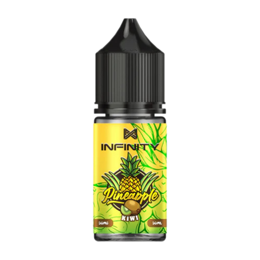 Infinity Nic Salt Pineapple Kiwi 30ml 55mg blends tropical pineapple and zesty kiwi for a refreshing vape bold flavour with smooth high-strength nicotine delivery.