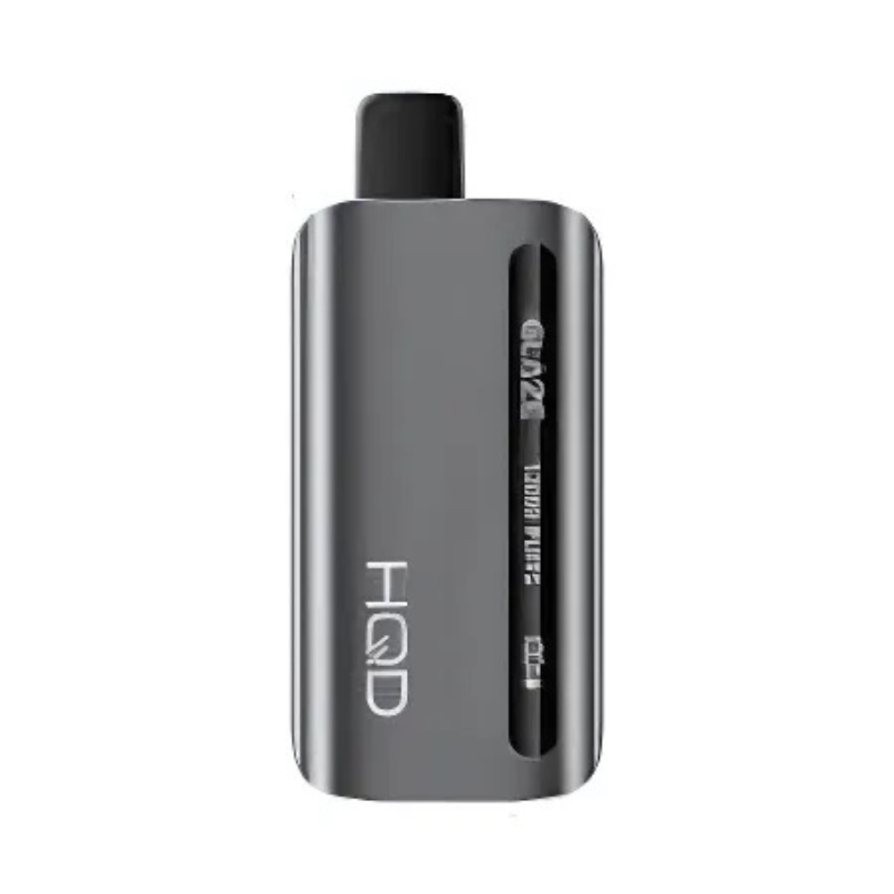 HQD 12000 Disposable Device in Black Ice flavour 50mg with sleek body, rechargeable battery, and mesh coil bold disposable vape with icy, smooth finish.