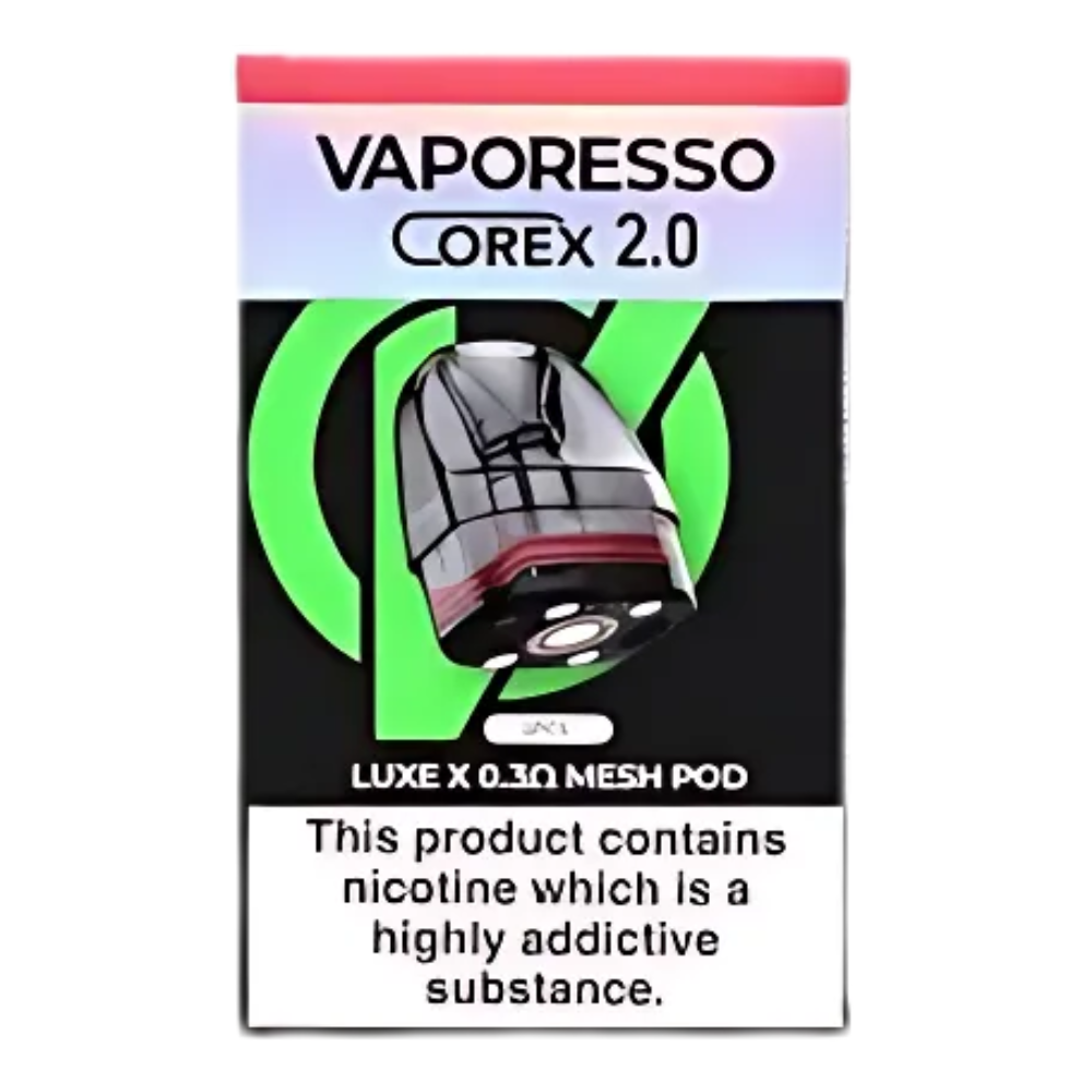 Vaporesso Luxe X Replacement Pods 5ml 0.3ohm Mesh Coil – Pack of 2 Side Fill MTL & DTL Pods for Luxe X Pod Kit.