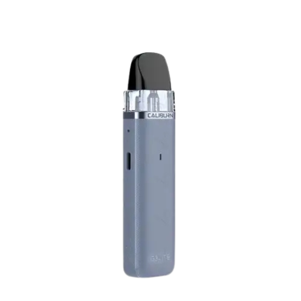 Uwell Caliburn G3 Lite Pod Kit in stylish grey carbon black finish with transparent pod and sleek mouthpiece premium pod kit for smooth MTL vaping.