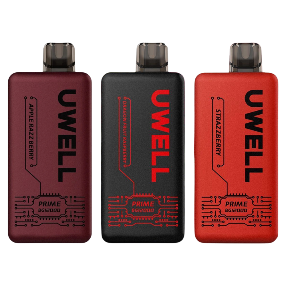 Uwell Prime BG12000 50mg Disposable Vape with modern compact design, rechargeable battery, and mesh coil ultra-high capacity vape for smooth, flavourful performance.