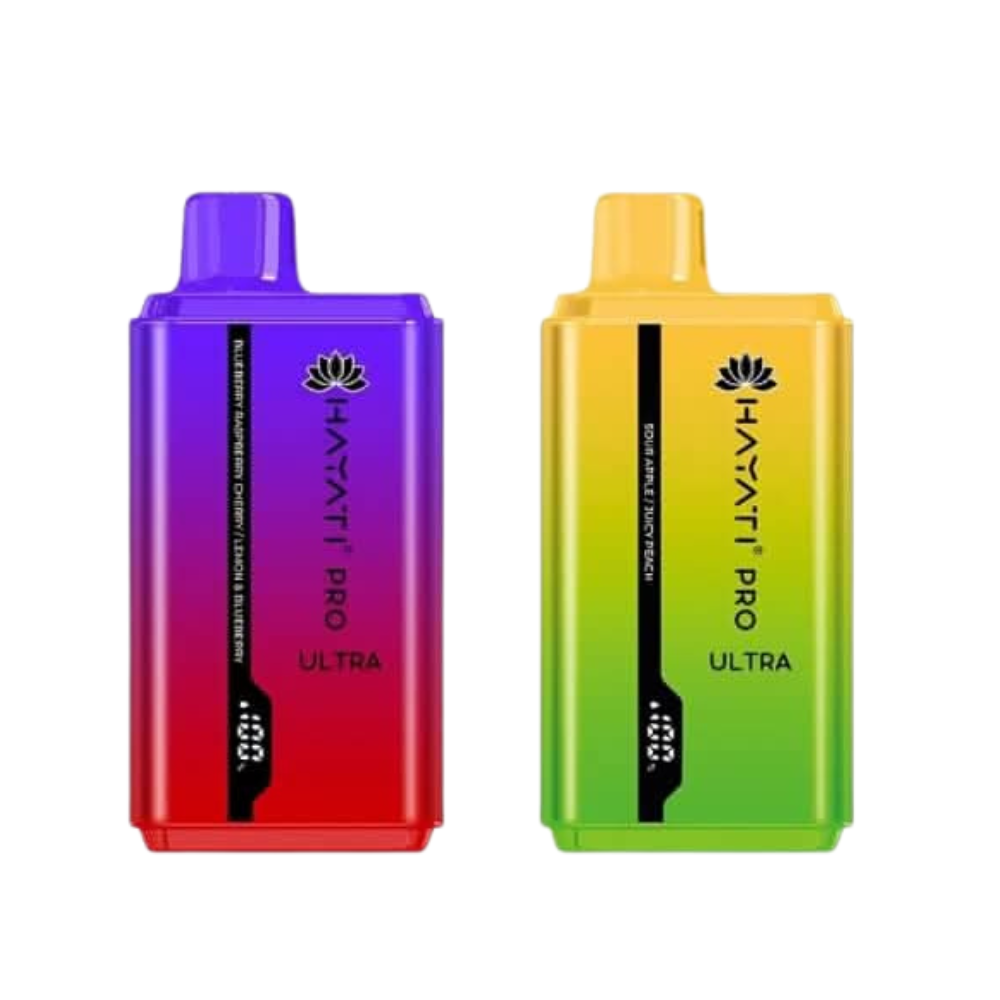 Hayati Pro Ultra 15K Disposable Device 20mg with sleek design, rechargeable battery, and mesh coil ultra-long-lasting disposable vape with smooth nicotine delivery.
