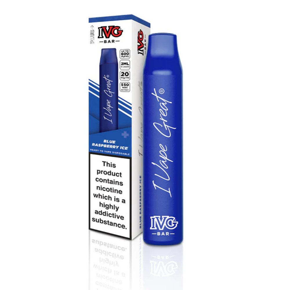 IVG 3000 Puff Disposable Device 30mg in Blue Raspberry Ice flavour with compact body, smooth mouthpiece, and pre-filled e-liquid fruity vape with bold blue raspberry and icy cool finish.