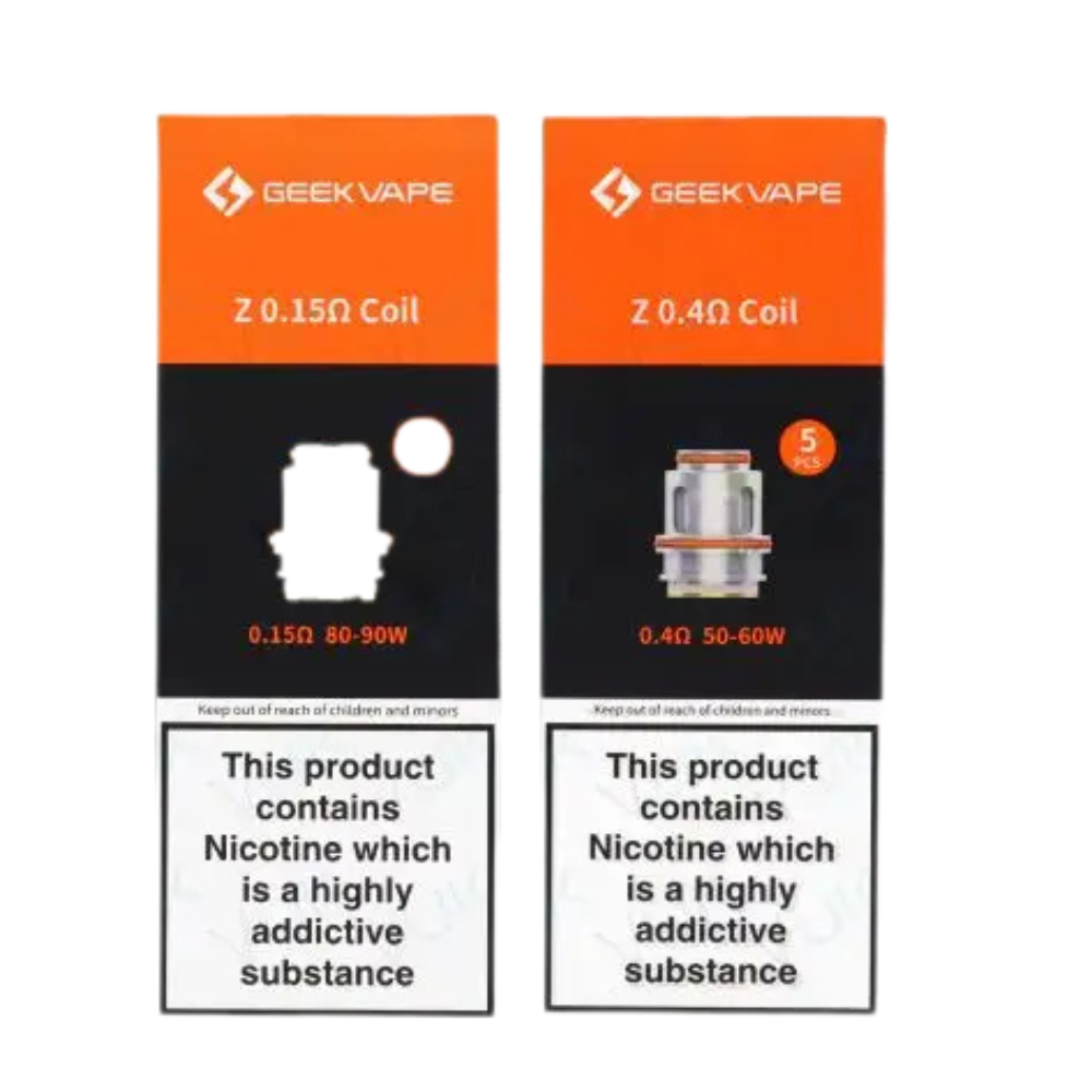 Packaging for Geekvape Z Coil XM replacement coils showing 0.15 Ohm and 0.
