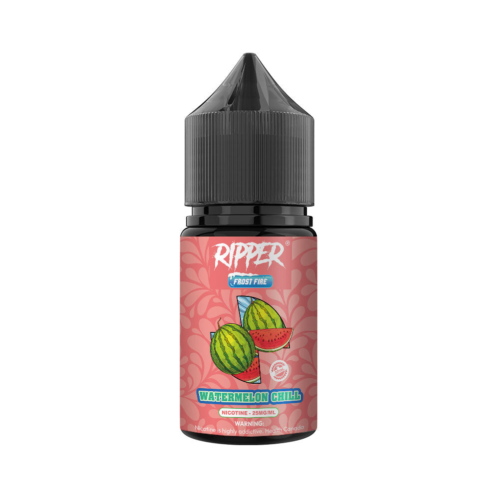 Ripper Watermelon Chill Nic Salt 30ml 55MG bottle with sleek packaging, delivering juicy watermelon flavour with a smooth and icy chill for a cool vape.